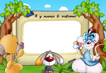 Fotoefect din categoria Primul an № 25429. Inscripție pe ramă: Sunt în burtica mamei!