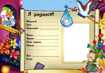 Fotoefect din categoria Primul an № 25470. Inscripție pe ramă: M-am născut