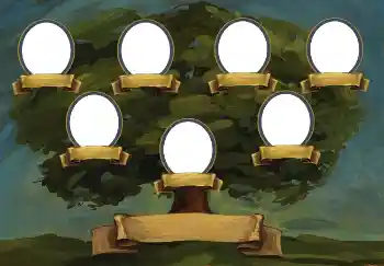 Fotoefect din categoria Arborele genealogic № 2481. Inscripție pe ramă: Eu sunt. Tata. Mama. Bunica. Bunicul.