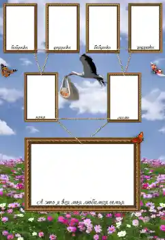 Fotoefect din categoria Arborele genealogic № 43656. Inscripție pe ramă: Eu sunt. Tata. Mama. Bunica. Bunicul.