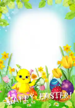 Fotoefect din categoria Felicitări de Paște № 124297. Inscripție pe ramă: Paște fericit! Fotoefect din categoria Felicitări de Paște № 124297. Inscripție pe ramă: Paște fericit!