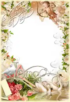 Fotoefect din categoria Felicitări de Ziua Îndrăgostiților № 130714. Inscripție pe ramă: La mulți ani de Sfântul Valentin!