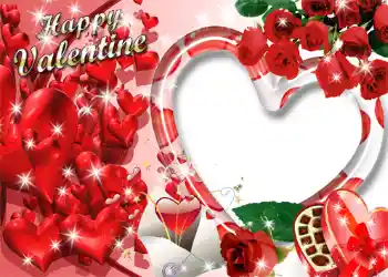 Fotoefect din categoria Felicitări de Ziua Îndrăgostiților № 1432. Inscripție pe ramă: La mulți ani de Sfântul Valentin!