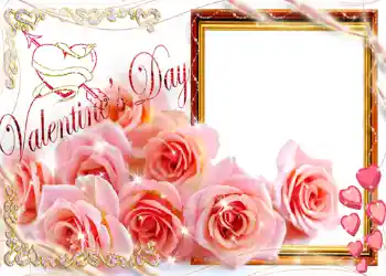 Fotoefect din categoria Felicitări de Ziua Îndrăgostiților № 1434. Inscripție pe ramă: La mulți ani de Sfântul Valentin!