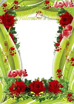 Fotoefect din categoria Felicitări de Ziua Îndrăgostiților № 1437. Inscripție pe ramă: La mulți ani de Sfântul Valentin!