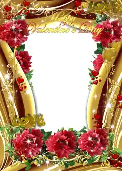 Fotoefect din categoria Felicitări de Ziua Îndrăgostiților № 1438. Inscripție pe ramă: La mulți ani de Sfântul Valentin!