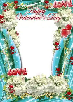 Fotoefect din categoria Felicitări de Ziua Îndrăgostiților № 1439. Inscripție pe ramă: La mulți ani de Sfântul Valentin!