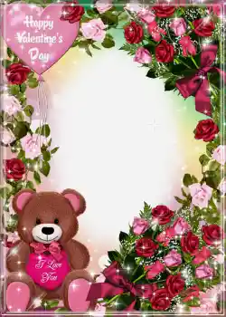 Fotoefect din categoria Felicitări de Ziua Îndrăgostiților № 1440. Inscripție pe ramă: La mulți ani de Sfântul Valentin!