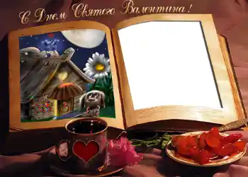 Fotoefect din categoria Felicitări de Ziua Îndrăgostiților № 679. Inscripție pe ramă: La mulți ani de Sfântul Valentin!